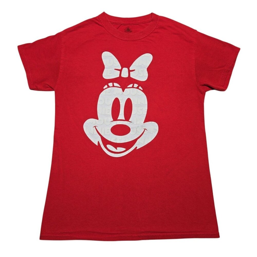 Disney Minnie Mouse T-Shirt Womens Small Red Graphic Short Sleeve Crew Neck Tee